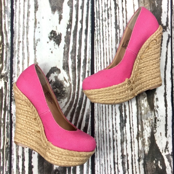 hot pink espadrille wedge